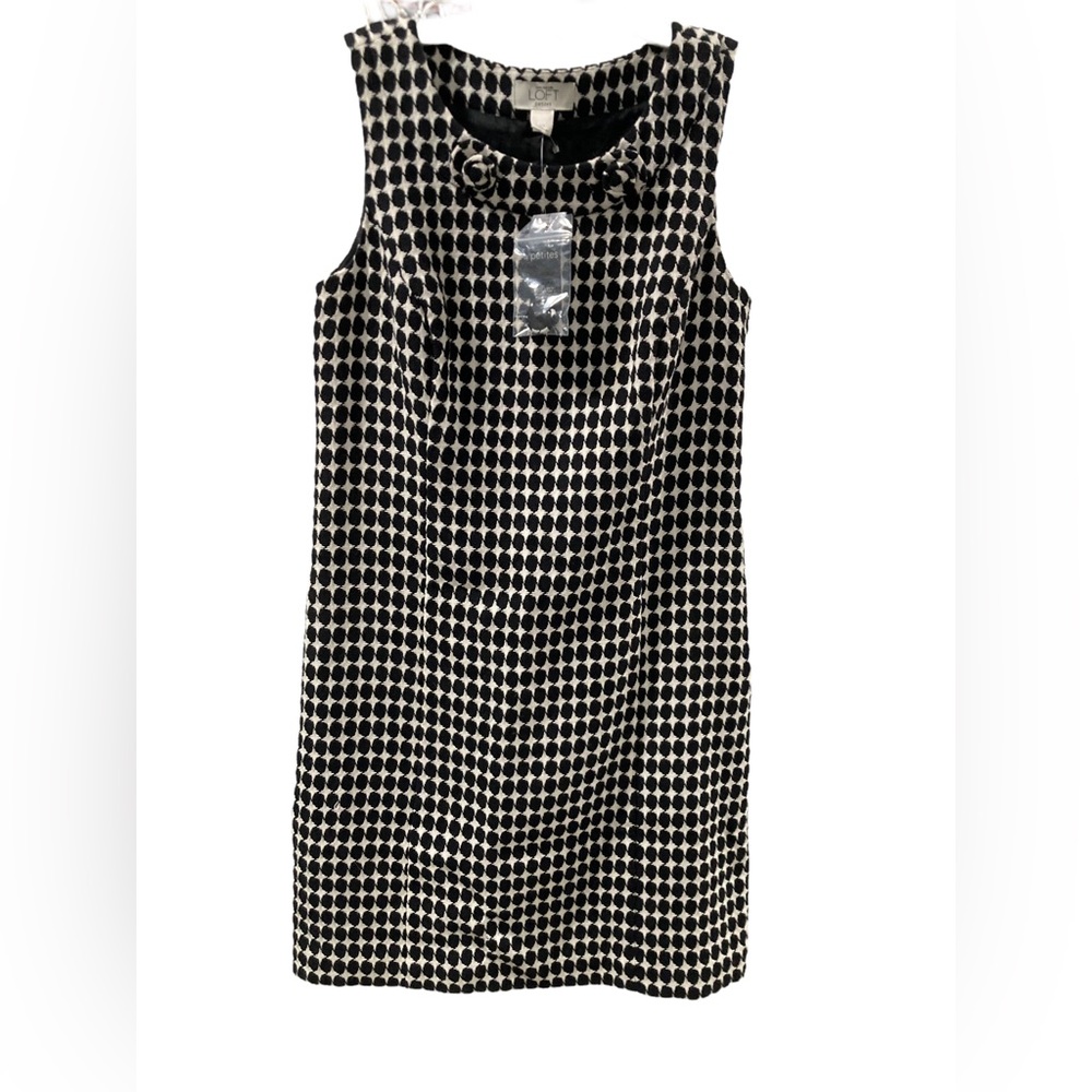 LOFT Black and White Polka Dot Sleeveless Mini Dress